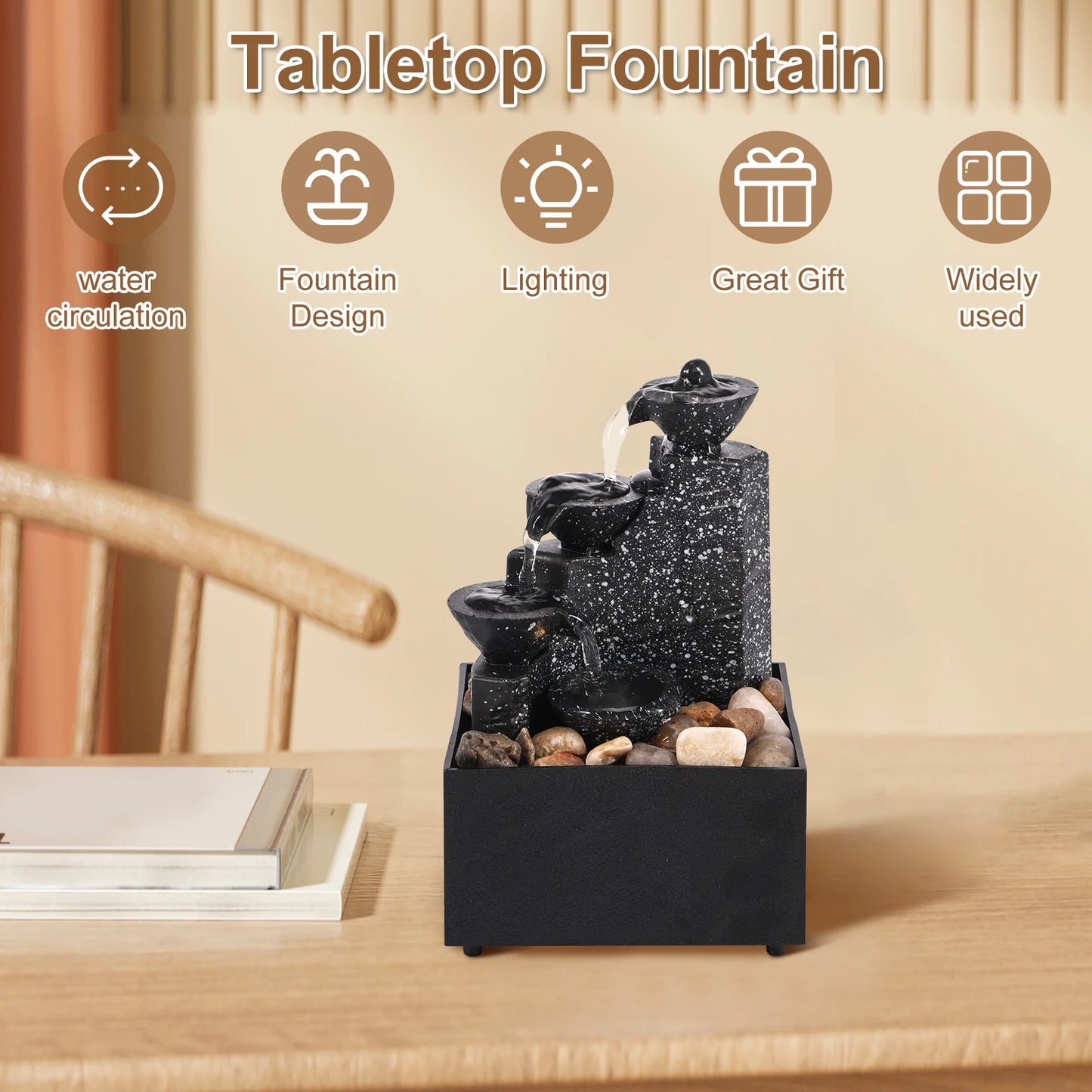 Breez Retail Therapy Asian Style Waterfall Desk Fountain