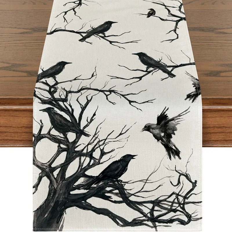 Guangdong Halloween Linen Table Runner Ghost Pumpkin Boo