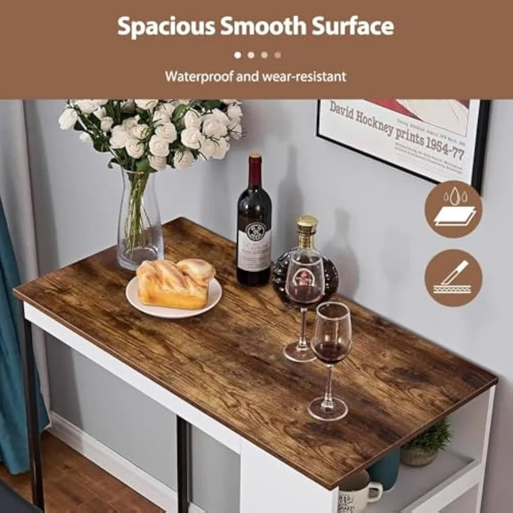 Hign-concerned 3 Piece Dining Table Set Bar Stools