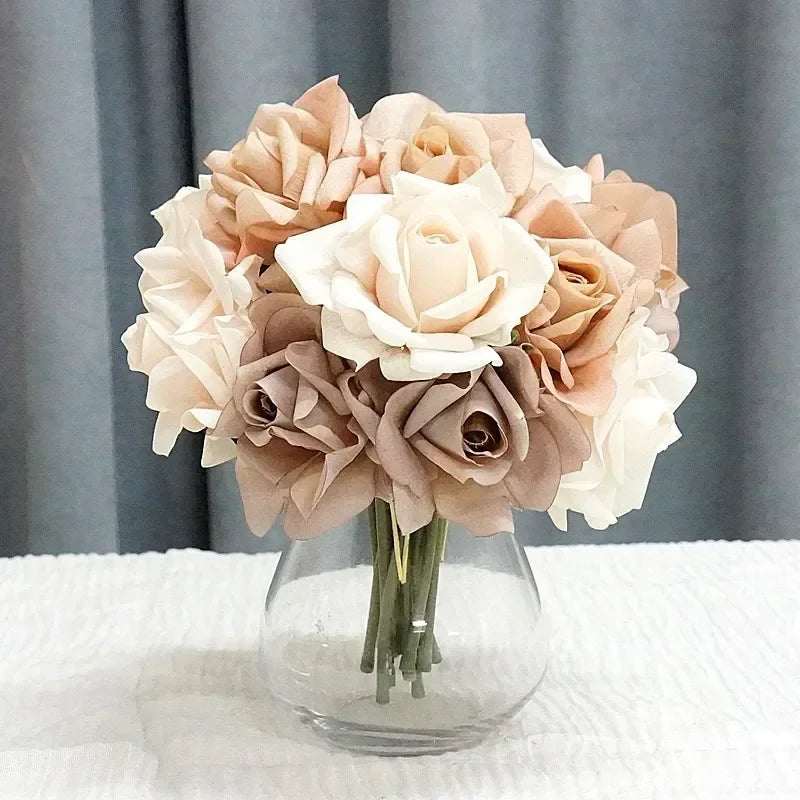 Amorobe Real Touch 5 Heads Rose Bouquet Latex Flowers