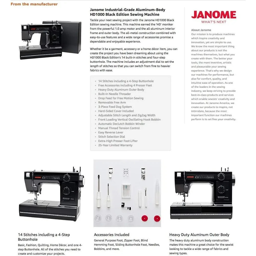 Janome HD 1000 Sewing Machine With 14 Built In Stitches