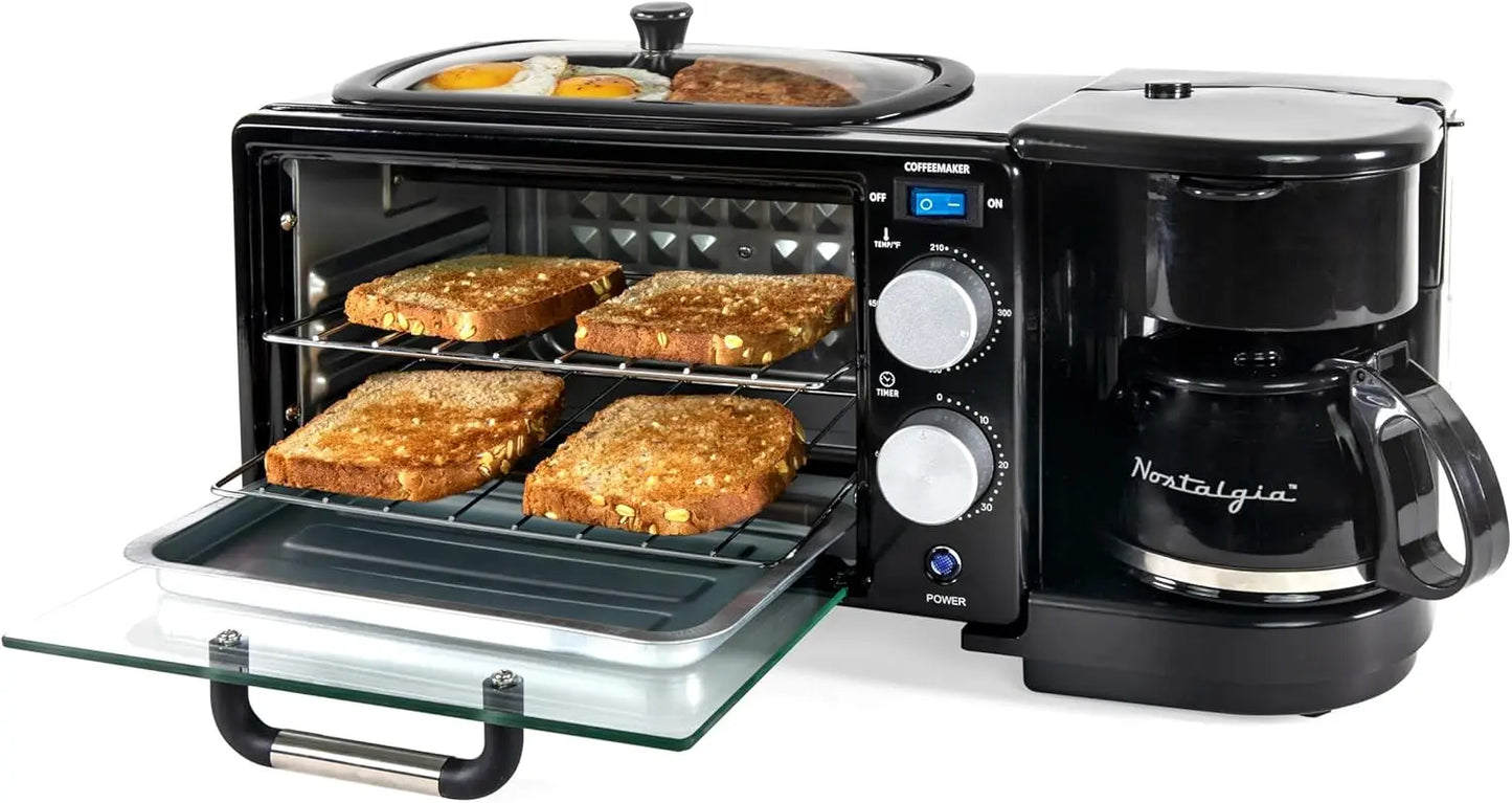 Iosn 3 In 1 Retro Breakfast Station Coffee Maker Oven