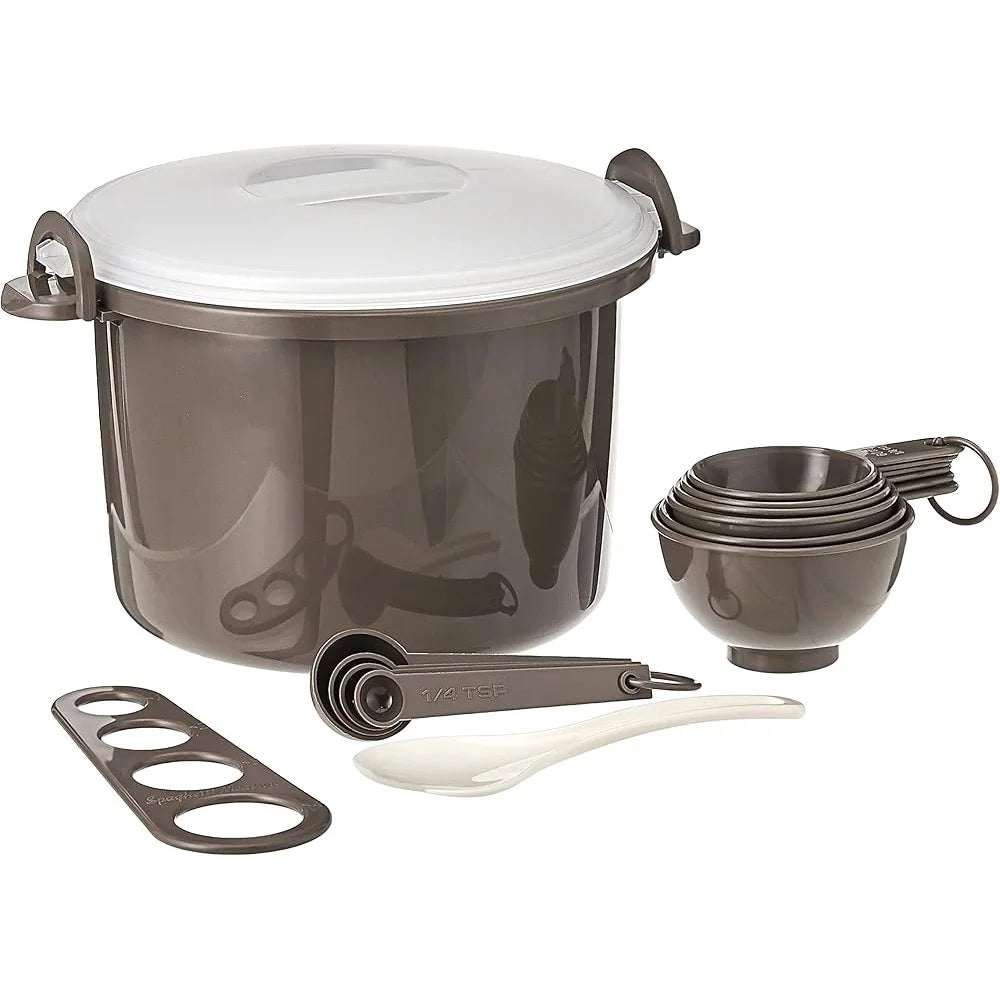 XMSJ Microwave Rice And Pasta Cooker 17 Piece Locking Lid