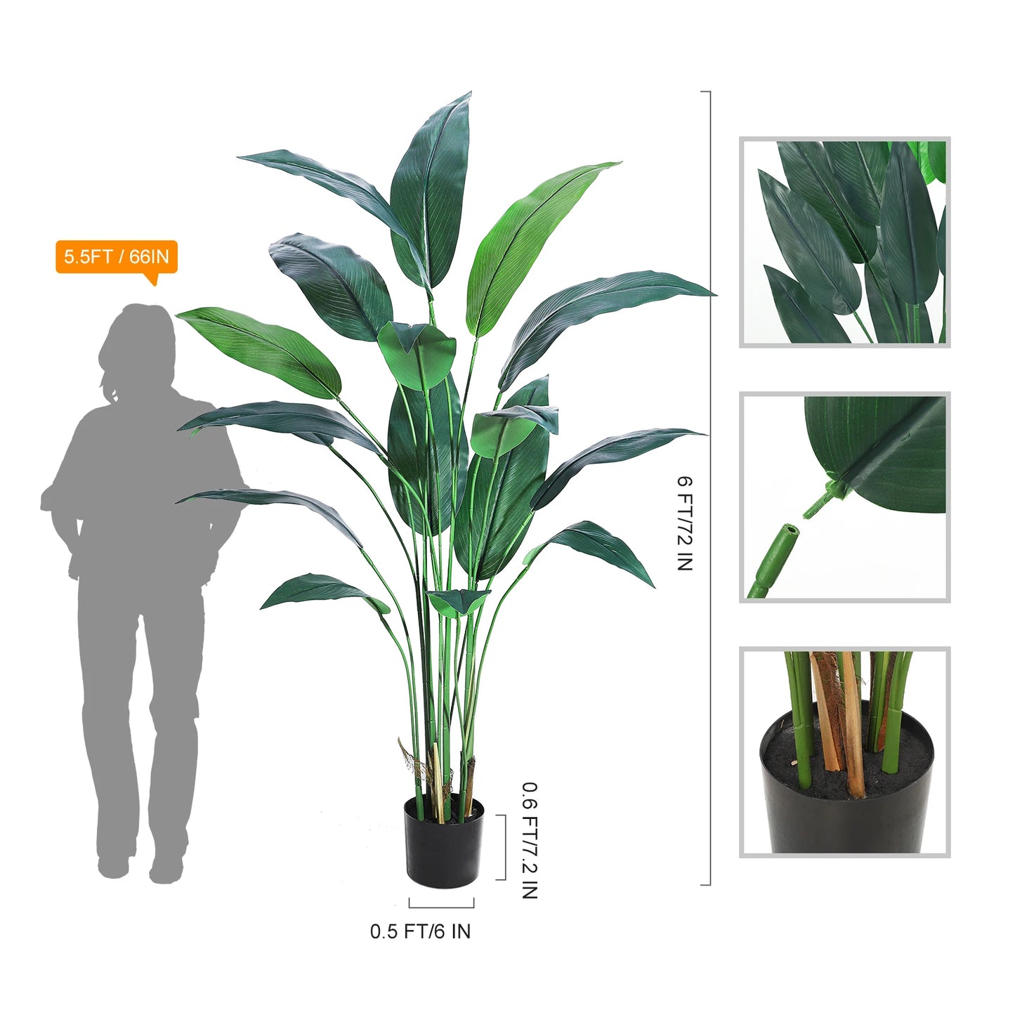 StudysetCN Artificial Bird of Paradise Plant Decor Indoor
