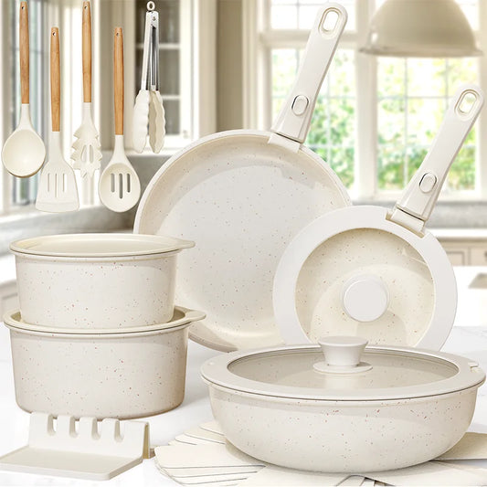 Astercook Ceramic Cookware Set 21 Piece Nonstick Handles