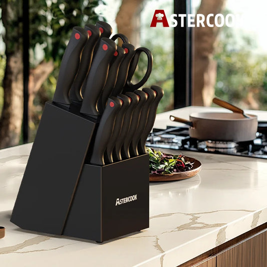 Astercook Knife Set With Sharpener German Stainless Steel