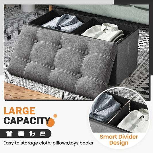Feature Multifunctional Storage Stool With Cotton Linen