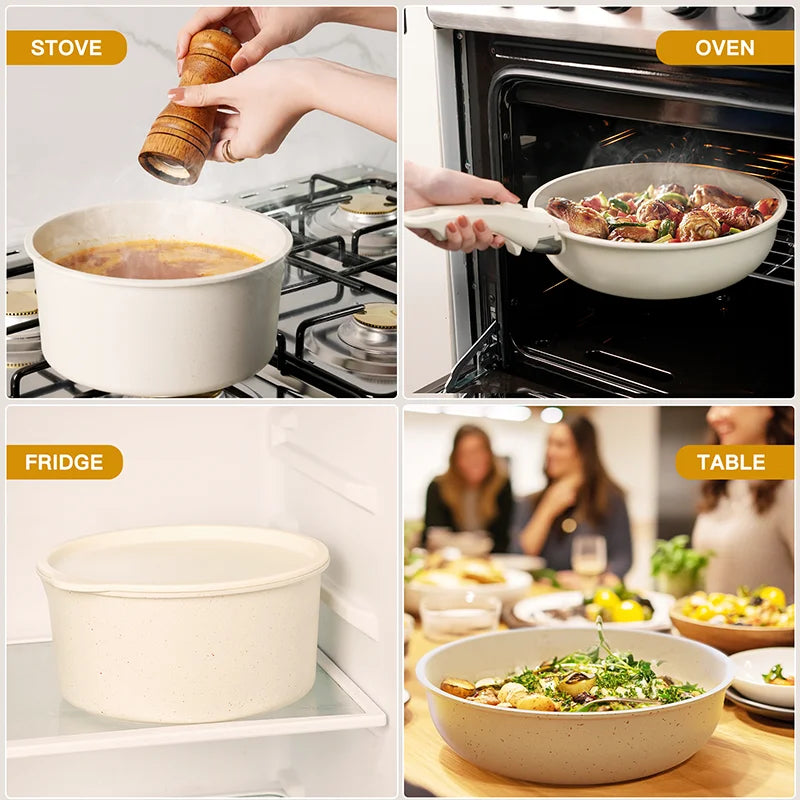Astercook Ceramic Cookware Set 21 Piece Nonstick Handles