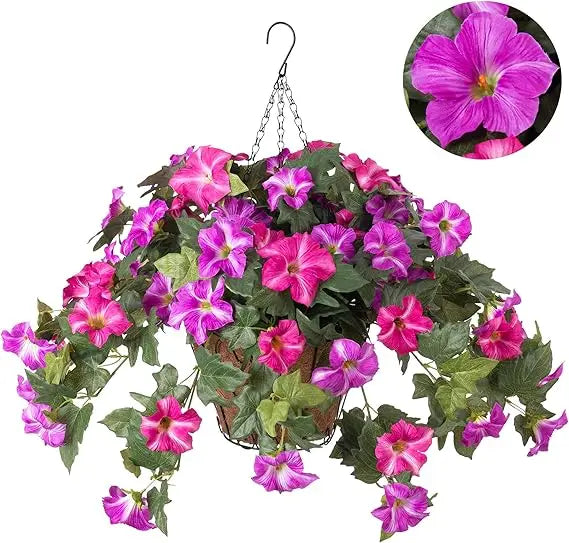 Petunia Silk Flowers Outdoor Decor UV Resistant 2 Pack