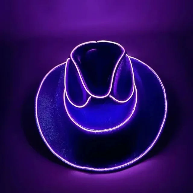 LED Light Up Cowboy Hat for Party Pearlescent Western