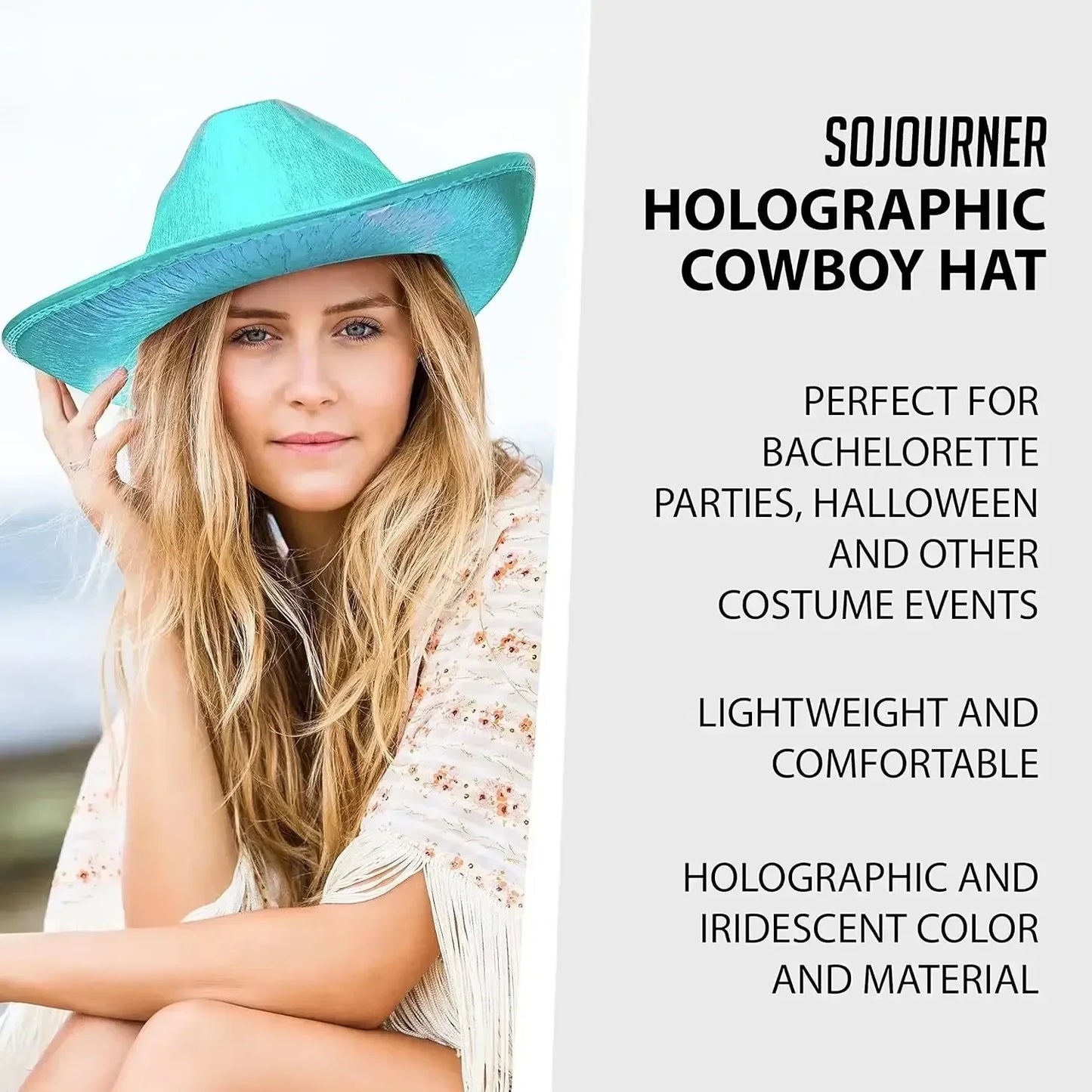 LED Light Up Cowboy Hat for Party Pearlescent Western