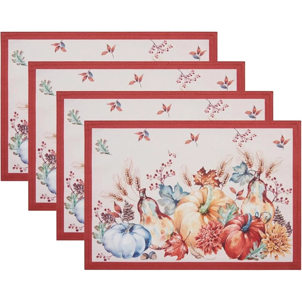 DUTRIEUX Harvest Pumpkin Placemats Set Polyester Linens