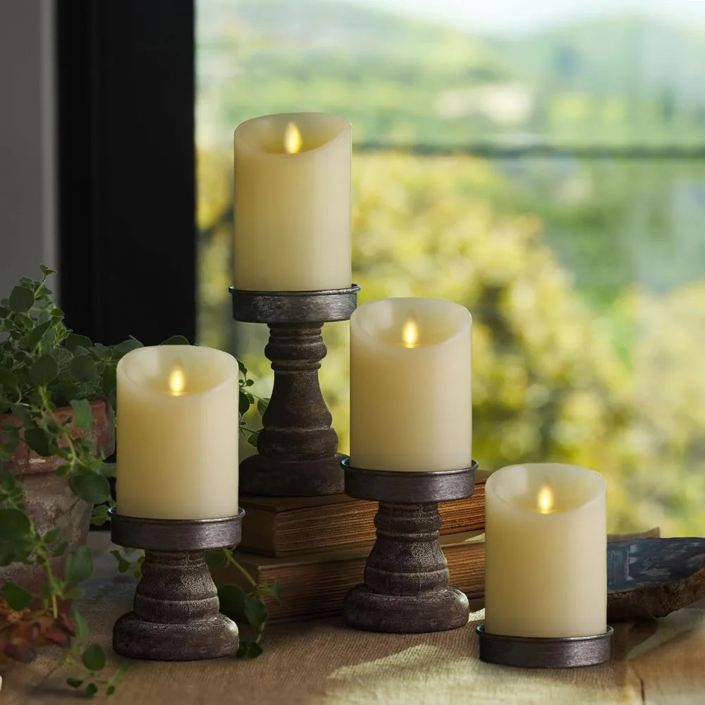 Flameless LED Battery Operated Flickering Pillar Candles Pack
