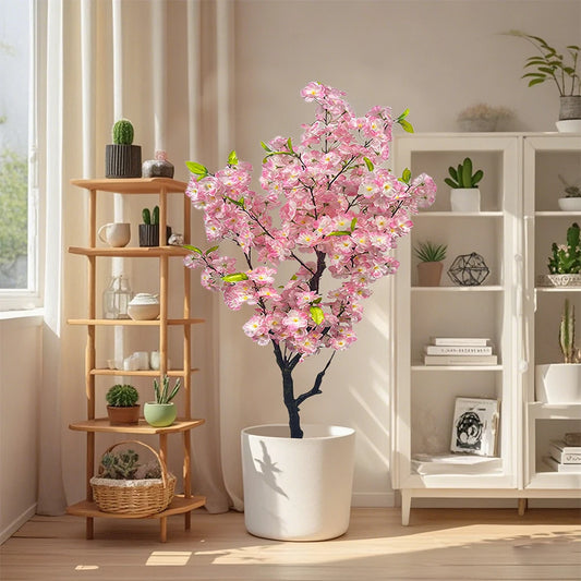 TWISTER Artificial Cherry Blossom Tree Tall Potted Decor