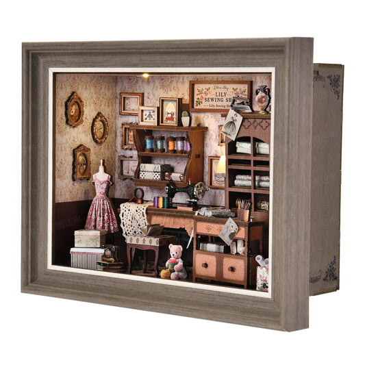 ASLOWSNAIL Book Nook Kit Tailor Shop DIY 3D Puzzle Set