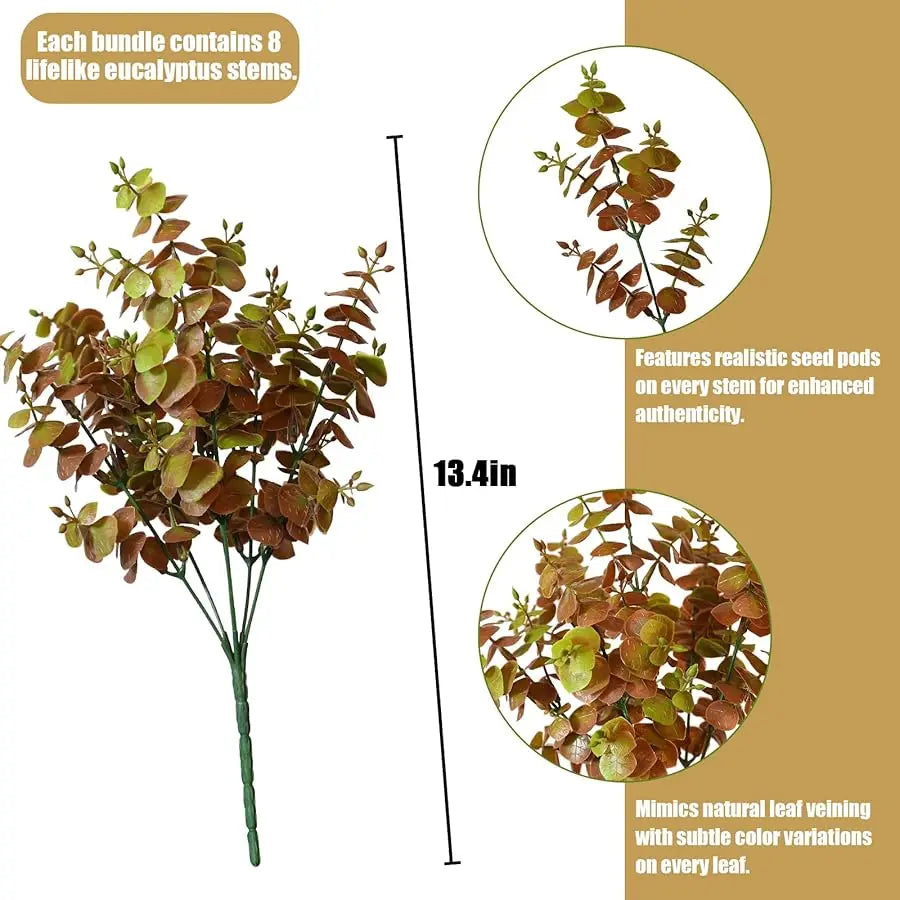 XMSJ Artificial Fall Leaves Boxwood 8-Piece Outdoor Garden Decor