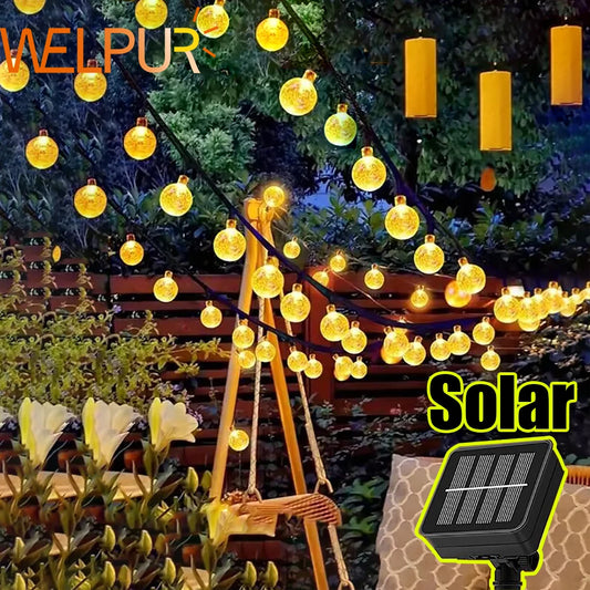 WELPUR Solar Bubble Ball String Lights Outdoor 8 Modes