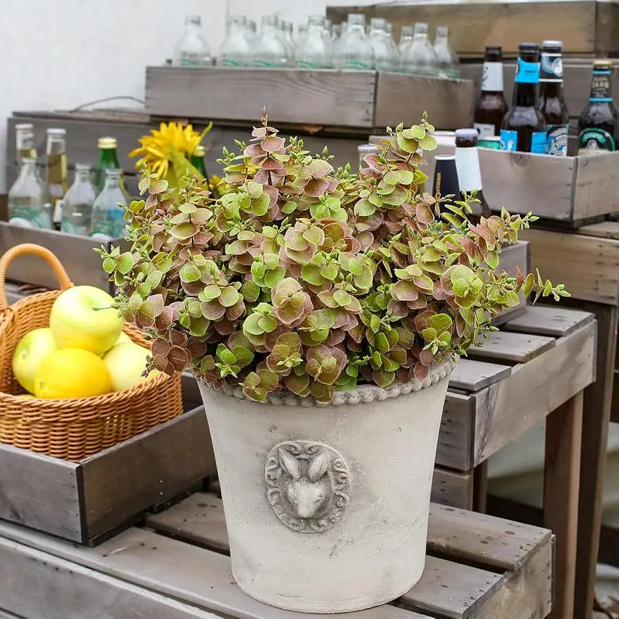 XMSJ Artificial Fall Leaves Boxwood 8-Piece Outdoor Garden Decor