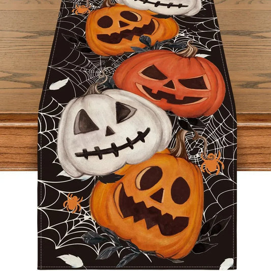 Guangdong Halloween Linen Table Runner Ghost Pumpkin Boo
