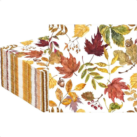 Hign-concerned Fall Leaves Napkins 50 Pcs Maple Leaf 3 Ply