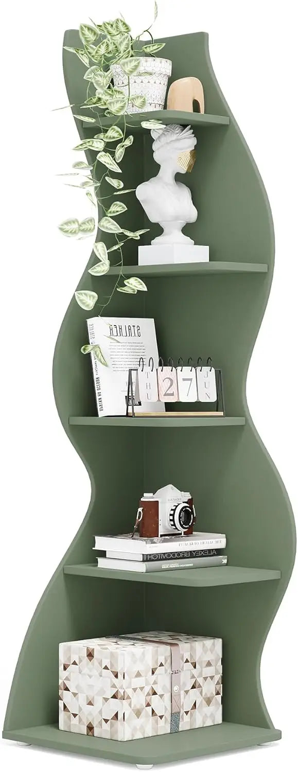 Guangbai Corner Shelf Rustic 5 Tier Wall Bookshelf