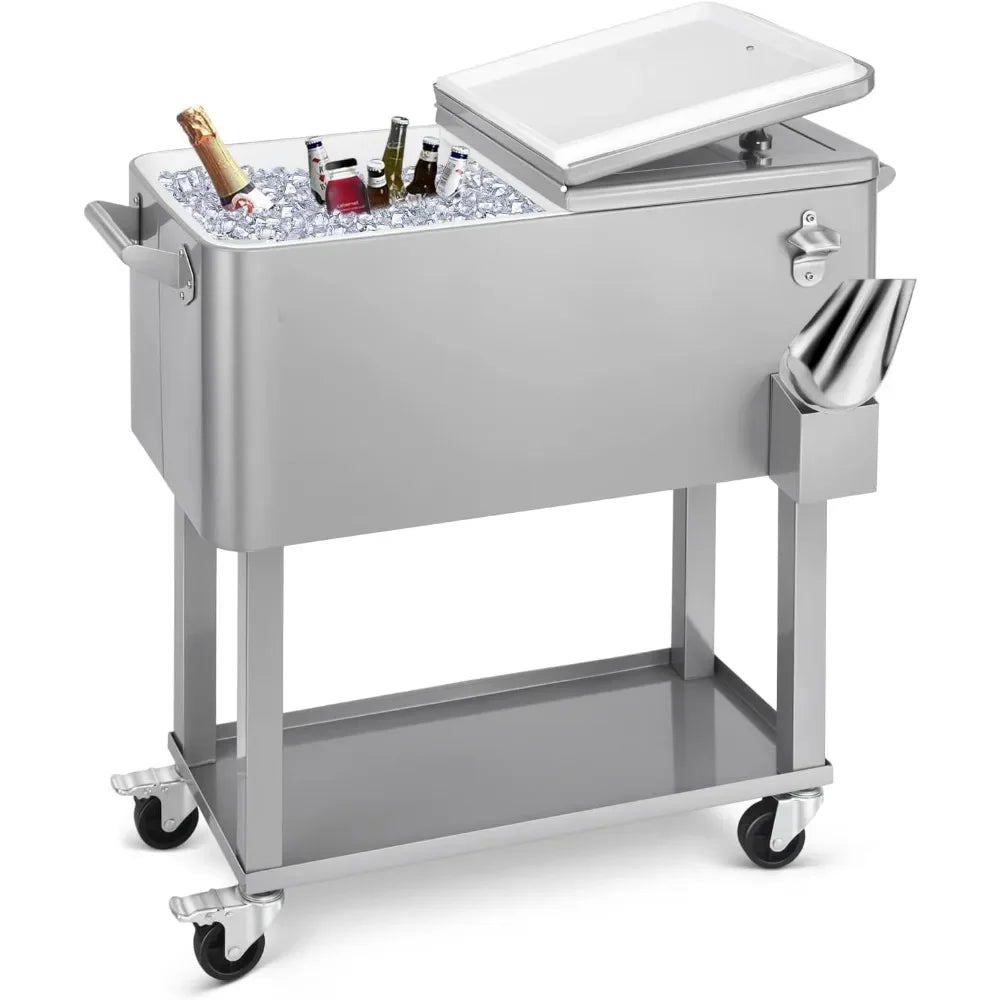 ANGDUO Rolling Ice Chest Cooler Cart For Patio Parties