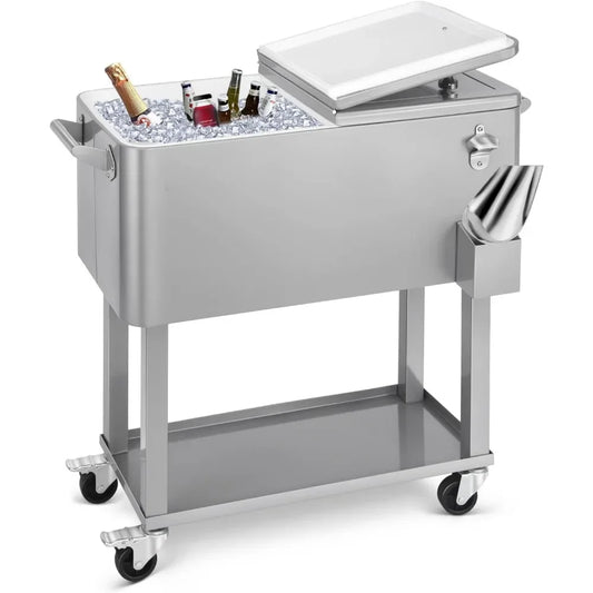 ANGDUO Rolling Ice Chest Cooler Cart For Patio Parties