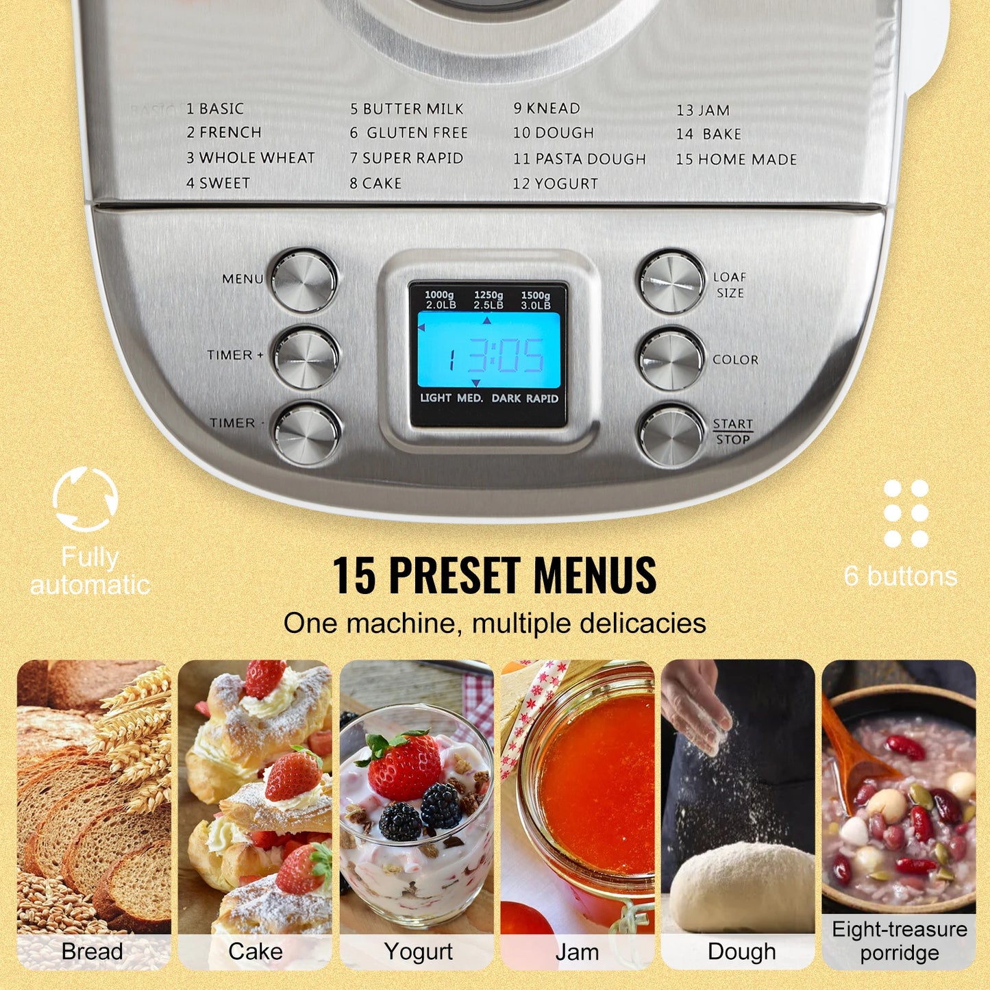 SucceBuy 15 In 1 Bread Maker Automatic Dough Machine
