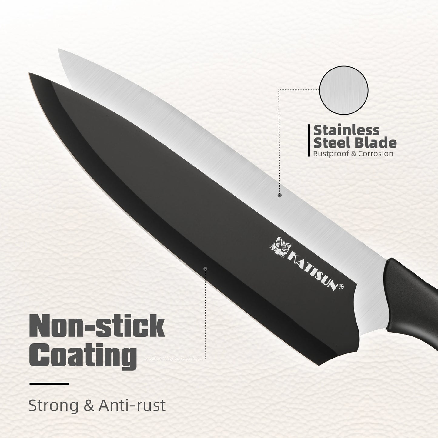 Katisun Carbon Steel Knife Block Set With Sharpener