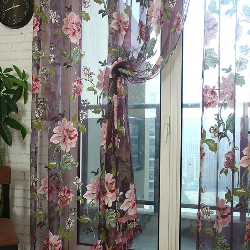Guangdong Window Curtains 3D Panel Tulle Sheer Living Room