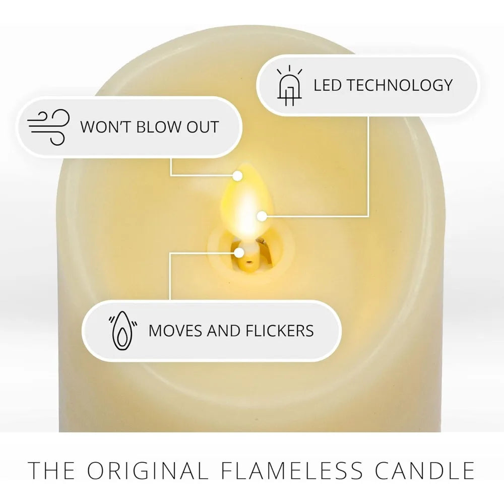 Flameless LED Battery Operated Flickering Pillar Candles Pack