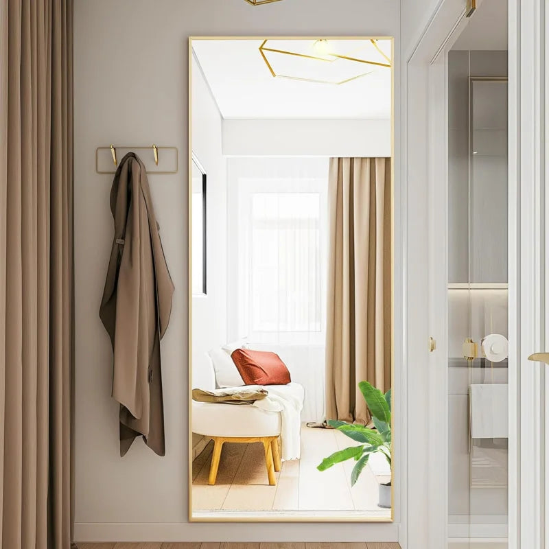 Floor Standing Mirror With Aluminum Frame And Nano Glass Wall