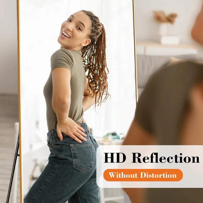 Floor Standing Mirror With Aluminum Frame And Nano Glass Wall