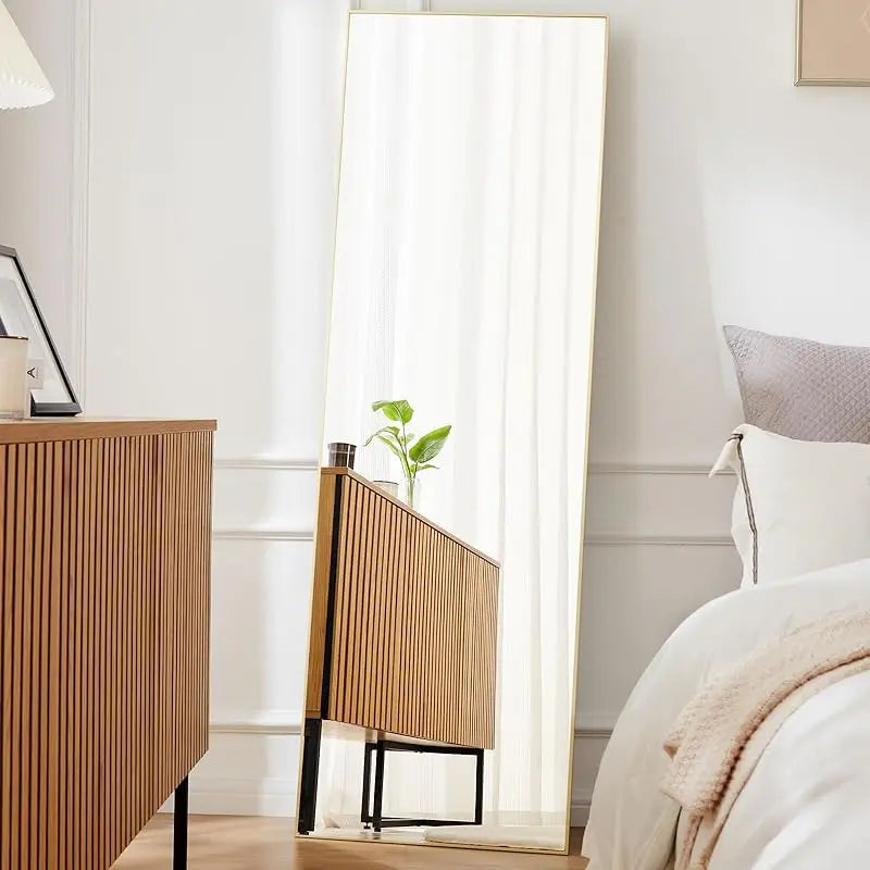 Floor Standing Mirror With Aluminum Frame And Nano Glass Wall