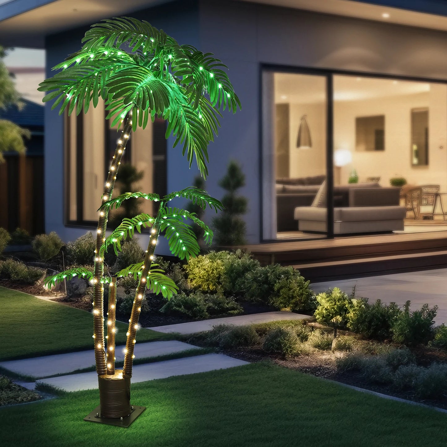 Solar Lighted Palm Tree LED for Tiki Bar Christmas Decor