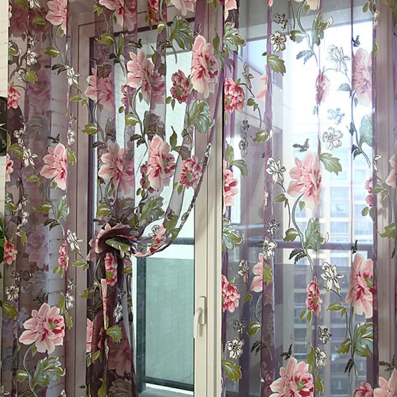 Guangdong Window Curtains 3D Panel Tulle Sheer Living Room