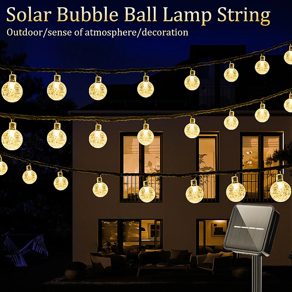 WELPUR Solar Bubble Ball String Lights Outdoor 8 Modes