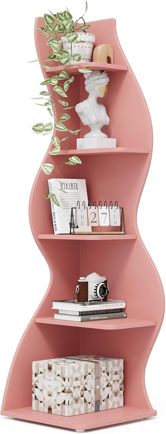 Guangbai Corner Shelf Rustic 5 Tier Wall Bookshelf