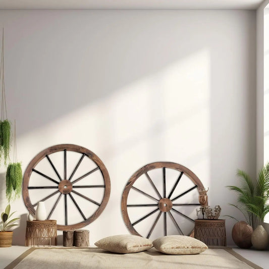 Hign-concerned Wooden Wheel Set Vintage Western Wall