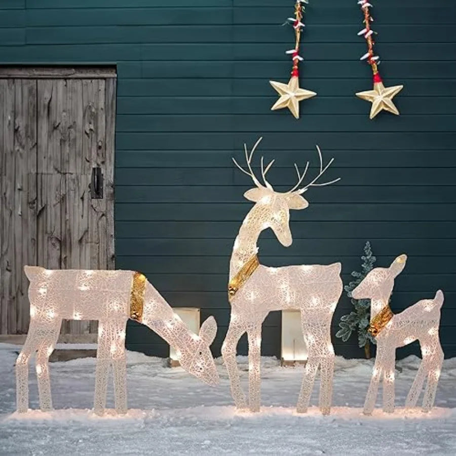 Hign Concerned Reindeer Family Christmas Outdoor Decoration Set