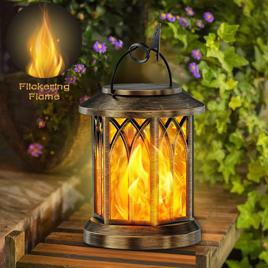 KPSTEK 2 Pack Upgraded Flickering Flame Solar Lanterns