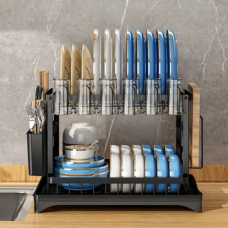 Hign-concerned Double-Layer Bowl And Dish Storage Racks