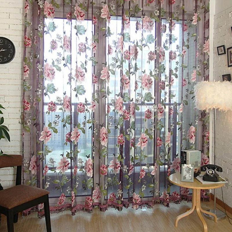 Guangdong Window Curtains 3D Panel Tulle Sheer Living Room