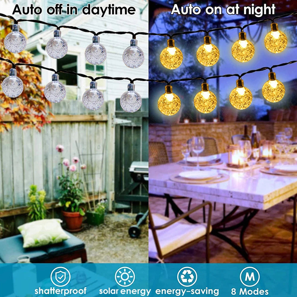 WELPUR Solar Bubble Ball String Lights Outdoor 8 Modes