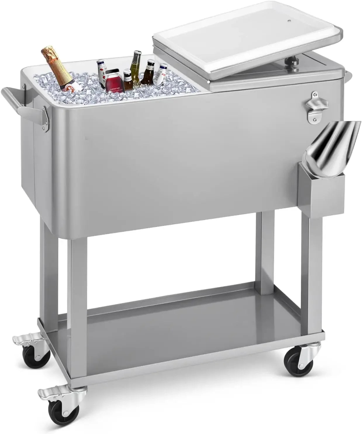 ANGDUO Rolling Ice Chest Cooler Cart For Patio Parties