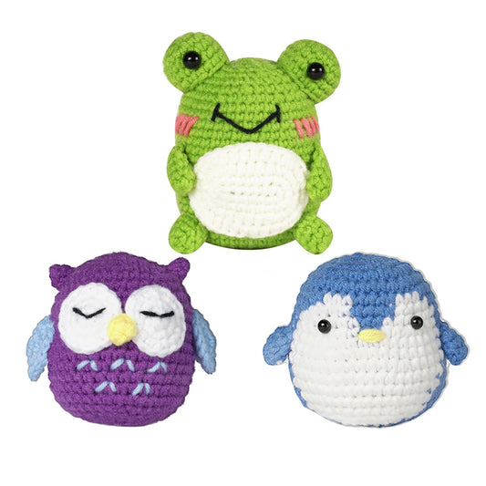 Alloet Beginner Crochet Kit - Cute Frog Owl Penguin Set