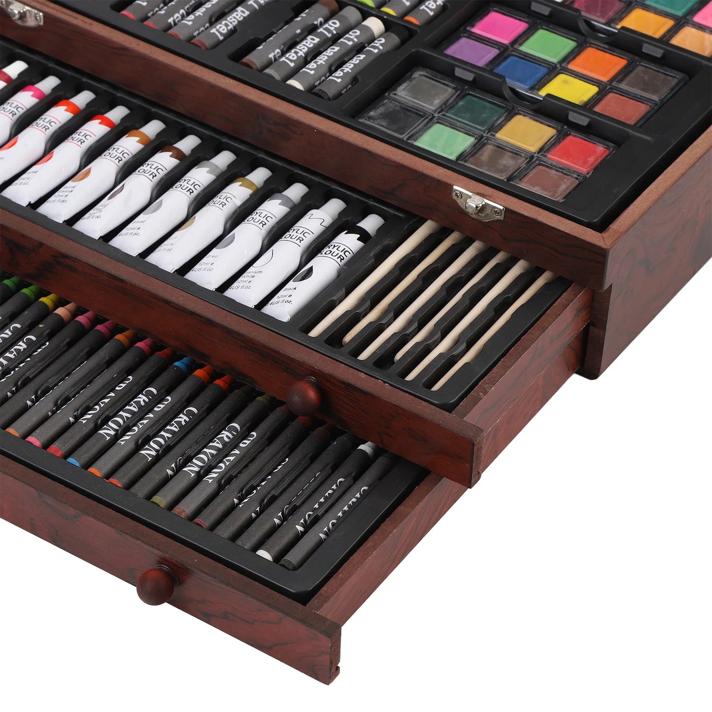 YOUTHINK 142Pcs Wooden Art Set With Pencils Pastels Crayons