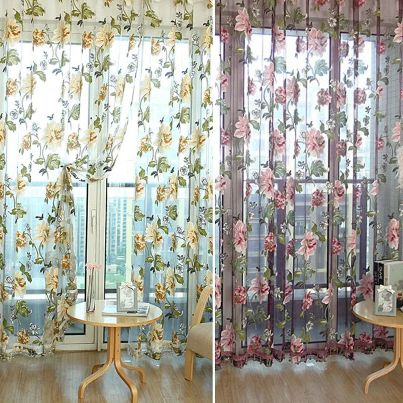 Guangdong Window Curtains 3D Panel Tulle Sheer Living Room