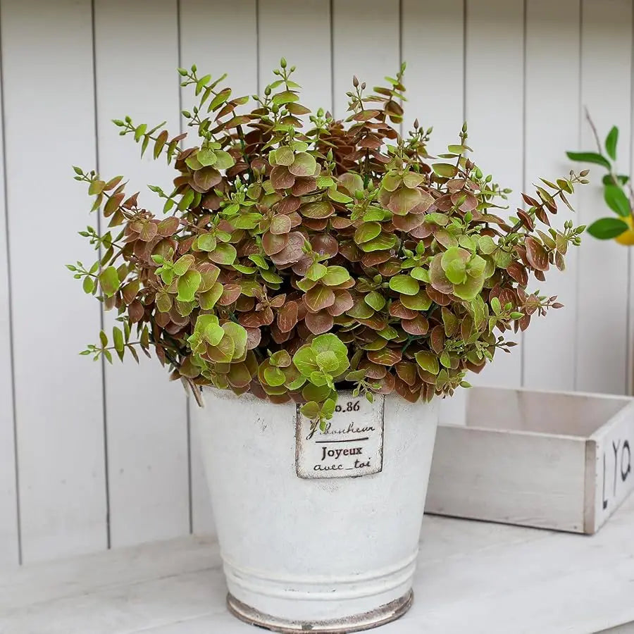 XMSJ Artificial Fall Leaves Boxwood 8-Piece Outdoor Garden Decor