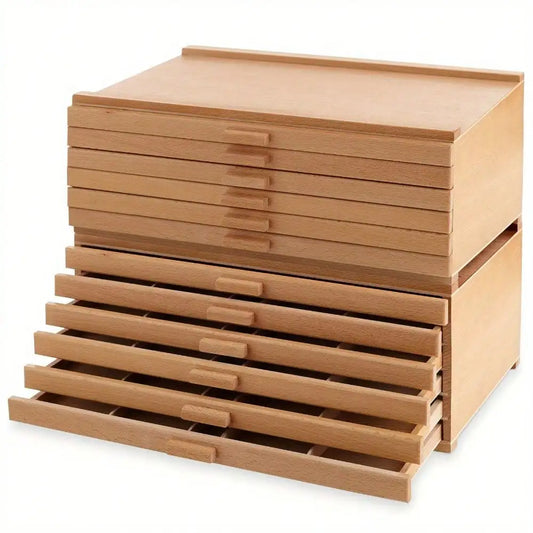 Color Wooden Storage Box for Pastels, Pencils and Brushes